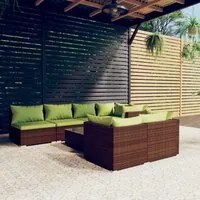 Set Divani da Giardino 8 pz con Cuscini in Polyrattan Marrone 3102468