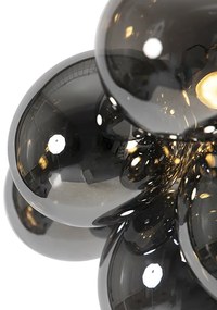 Plafoniera design nero con vetro fumé 4 lampade - UVAS
