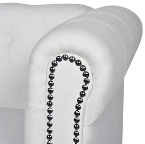 Divano chesterfield a 3 posti in finta pelle bianco