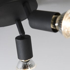 Faretto industriale nero orientabile rotondo 3 luci - Jeany