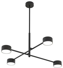 Plafoniera Moderna Giove Acciaio Nero 4 Luci Gx53 Ip20