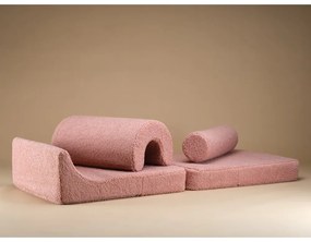Poltrona per bambini rosa con rivestimento in bouclé Flipster – Wigiwama