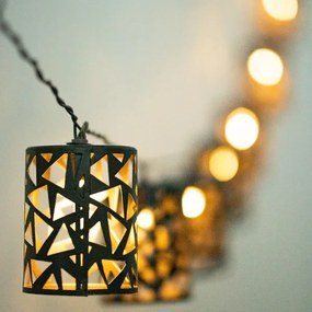 Catena LED solare 10xE12/3,65m IP44 bianco caldo