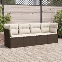 Set Divano da Giardino 4 pz con Cuscini Marrone in Polyrattan 3249072