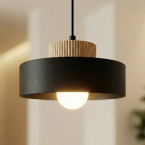Lampada a Sospensione KIVI 1S E27 in Acciaio e Legno