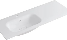 Lavabo a incasso rettangolare vasca a sinistra L 120.5 x H 15 x P 46 cm in resina bianco lucido