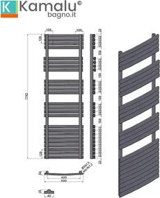 Scalda bagno termoarredo 174x50 con tubi piatti modello Kam-372 - KAMALU