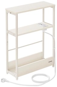 Tavolino laterale con presa elettrica integrata e porte USB ROD bianco/crema