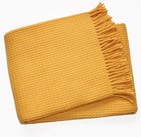 Plaid giallo con motivo Waffle, 140 x 180 cm Waffel - Euromant