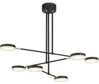 Lampadario A Sospensione Moderno Fad Metallo Nero Acrilico 6 Luci Led 40W