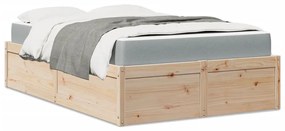 Letto Con Materasso 120x200 Cm İn Legno Massello Di Pino /
