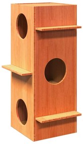Cuccia Per Gatti Marrone Cera 43x43x90cm Legno Massello Di Pino /