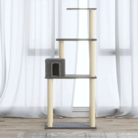 Albero per gatti con tiragraffi in sisal grigio chiaro 147 cm