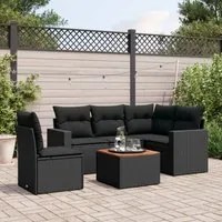 Set Divano da Giardino 6 pz con Cuscini Nero in Polyrattan 3224123