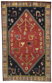 Shiraz Tappeto 220 x 130 Rosso (Iran) Annodato A Mano