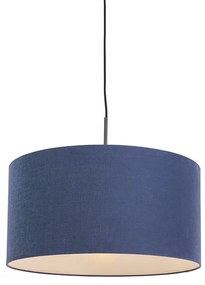 Lampada a sospensione moderna nera con paralume blu antico 50 cm - Combi 1