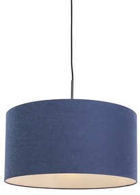 Lampada a sospensione nera con paralume blu invecchiato 50 cm - COMBI 1