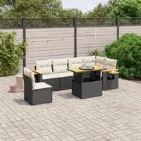 Set Divani da Giardino con Cuscini 7pz Nero Polyrattan 3273541