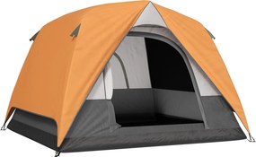 Tenda da Campeggio per 3 Persone Impermeabile 200x200x135H cm Impermeabile con Tasca e Gancio per Lanterna Arancione...