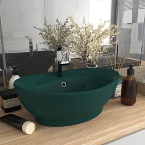 Lavabo Troppopieno Ovale Verde Scuro Opaco 58,5x39cm Ceramica /