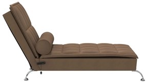 Chaise longue massaggi con capezzale marrone in tessuto