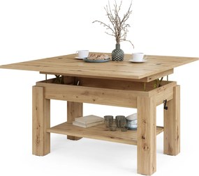 BRAWO Rovere Artisan - TAVOLINO DA CAFFÈ CON PIANO ALLUNGABILE E SOLLEVABILE TAVOLO TRASFORMABILE CON RIPIANO