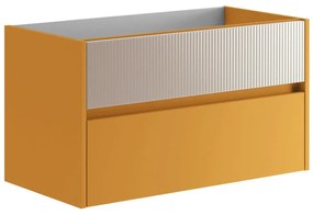 Mobile da bagno sospeso sotto lavabo L 89.5 x H 50 x P 45.5 cm beige laccato opaco, 2 cassetti Niwa