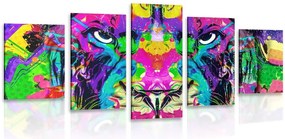 Quadri 5 pezzi – Predatore multicolore