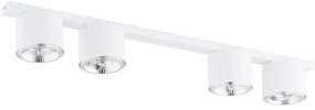 Plafoniera Moderna 4 Luci Faretti Ptah In Acciaio Bianco