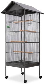 Gabbia Per Uccelli İn Acciaio Con Tetto 66x66x155 Cm /