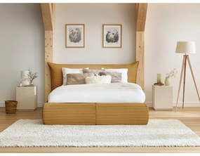 Letto matrimoniale giallo imbottito con spazio contenitivo con griglia inclusa 180x200 cm Jade – Bobochic Paris