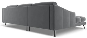 Divano angolare grigio (con penisola a sinistra) con rivestimento in velluto Nalu – Makamii