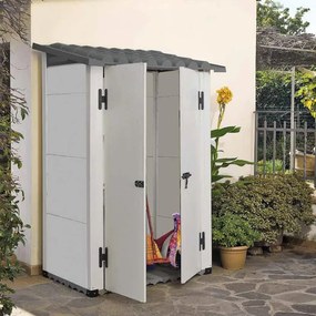 Casetta da giardino GAROFALO in pvc Urban con porta doppio battente, superficie totale 1.32 m² e spessore parete 20 mm