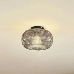 Lindby Plafoniera Hildur, Ø 25 cm, grigio fumo, vetro