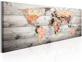 Quadro World Maps  Wooden Travels  Colore colorful, Dimensioni e Misure 135x45