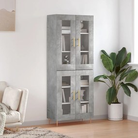 Credenza Grigio Cemento 69,5x34x180 Cm İn Legno Multistrato /