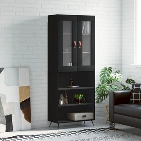 Credenza Nera 69,5x34x180 Cm İn Legno Multistrato /