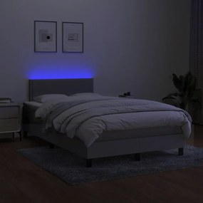 Letto a Molle Materasso e LED Grigio Chiaro 120x190 cm Tessuto