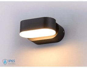 Applique Led Da Parete Dayna 6W 3000K Carcassa Nera Ovale Orientabile 360 Gradi IP65 SKU-218288