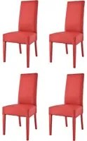 Set 4 sedie Luisa Tommychairs in faggio color rosso, seduta e schienale rivestiti in pelle artificiale rossa