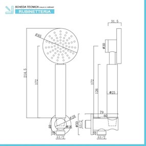 Kit doccia cromato con doccetta 8 cm e flessibile antitorsione 150 cm
