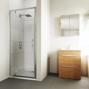 Porta doccia battente L 95-100 cm x H 190 cm per nicchia in vetro trasparente SP. 6 mm, profilo lucido cromo, serie Verve