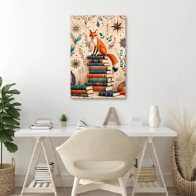 Quadro su tela – Volpi e biblioteca magica