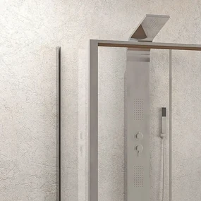 Kamalu - Box doccia 3 lati 80x100x80 apertura scorrevole vetro trasparente K410NS