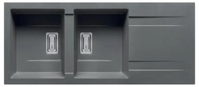 Lavello integrato 2 vasche in granito grigio PYRAMIS Kartesio L 50 x L 116 cm