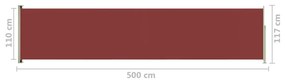 Tenda Laterale Retrattile per Patio 117x500 cm Rossa