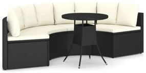 Set Divani da Giardino 5 pz con Cuscini in Polyrattan Nero