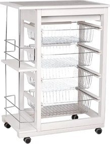 Carrello da cucina portafrutta con portabottiglie LANDHELL Bianco