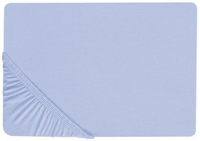 Lenzuolo con angoli cotone azzurro 90 x 200 cm JANBU Beliani