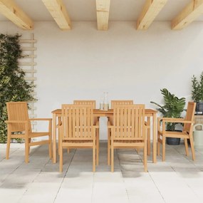 Set Da Pranzo Da Giardino 7 Pz İn Legno Massello Di Teak /